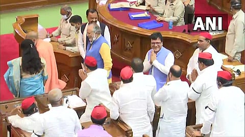 Nitin Agarwal greets MLAs. (File Photo | Twitter/ANI)