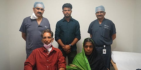 Najeeb and his family along with the doctors at Aster Medcity.