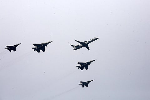 IAF fighter jets fly past during the Republic Day Parade 2022, at Rajpath in New Delhi, Wednesday, Jan. 26, 2022. (Photo | Shekhar Yadav, EPS)