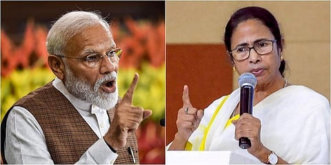 Prime Minister Narendra Modi (L) and West Bengal Chief Minister Mamata Banerjee. (File photo| PTI)