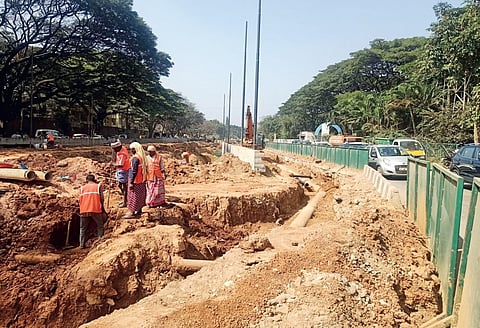 Work on the underpass at Suranjan das Junction, which is part of the  signal-free Old Airport Road project, in progress | Express