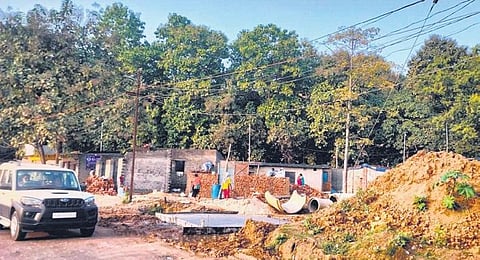 Unauthorised construction on government land along Chhend Colony-ITI road.