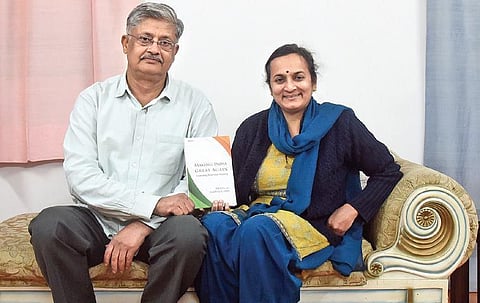 Authors of 'Making India Great Again: Learning from Our History' Meeta (right) and  Rajivlochan (Photo | EPS, Parveen Negi)