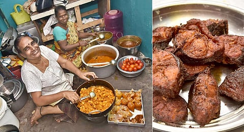 Mahalakshmi in her  kitchen at  the mess. (Photo| P Jawahar, EPS)