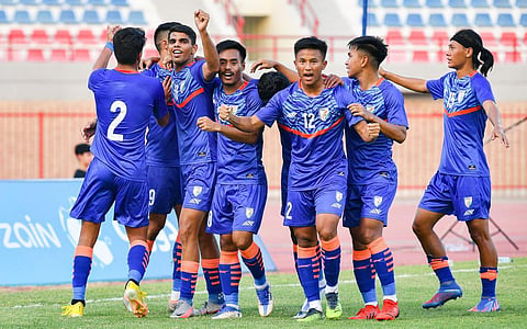 The Indian football team went down 2-4 against Iraq in its opening fixture of the AFC U-20 Championship Group H qualifiers. (Photo | Twitter/Indian Football)