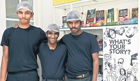 (From left) Sarath, Hemapriyan and Kamalesh are full-time workers at the Writer’s Café in Puducherry | Sriram R
