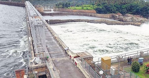 A file photo of water being released from KRS dam in Mandya district