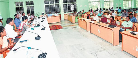 Collector P Sri Venkada Priya addressing the gathering at the guidance programme, at the Collectorate in Perambalur | Express