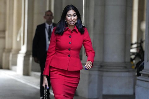 A Comeback: In this representational image, Suella Braverman arrives in Downing Street in London, Wednesday, Sept. 7, 2022. (File Photo | AP)