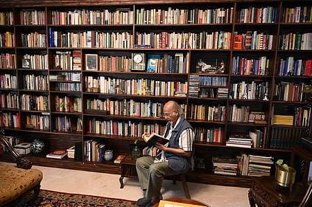 TJS George and his world of books. (Photo | EPS)