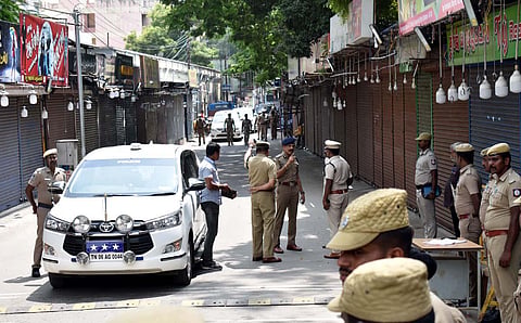 DGP Sylendra Babu inspects the spot where the car blast took place at Esawaran Kovil street in Coimbatore. (File Photo | S Senbagapandiyan, EPS)