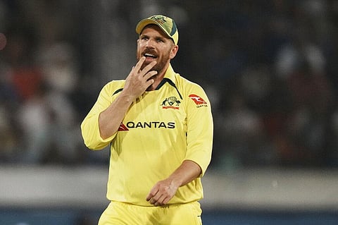 Australia's captain Aaron Finch reacts during the third T20 cricket match between India and Australia, in Hyderabad, India. (File Photo | AP)