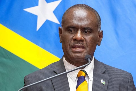 Solomon Islands Foreign Minister Jeremiah Manele addresses a media conference at Parliament in Wellington, New Zealand, Tuesday, Oct. 4, 2022. (Photo | AP)