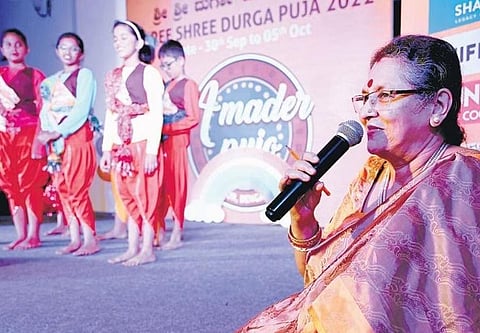 One of the performances by children at the Amader pujo event | NAGARAJA GADEKAL