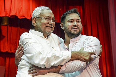 Bihar Chief Minister Nitish Kumar with his deputy Tejashwi Yadav (File Photo | PTI)