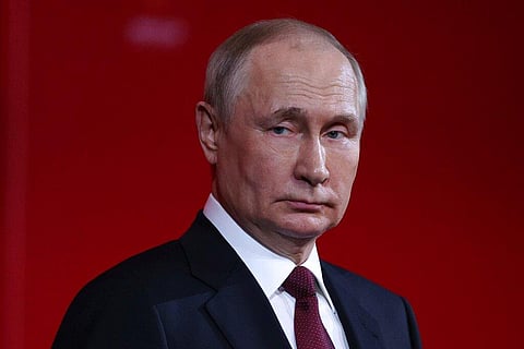Russian President Vladimir Putin delivers his speech at a ceremony to mark the 75th anniversary of Russian Federal Medical-Biological Agency in Moscow, Russia on Nov. 9, 2022. (Photo | AP)