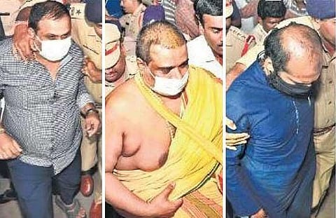 The three ‘MLA poaching case’ accused are produced before an ACB court. (Photo | Special arrangement)