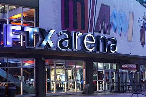 A sign for the FTX Arena (Photo | AP)