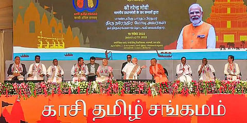 Prime Minister Narendra Modi during the inauguration of Kashi Tamil Sangamam in Varanasi, Nov. 19, 2022. (Photo | PTI)