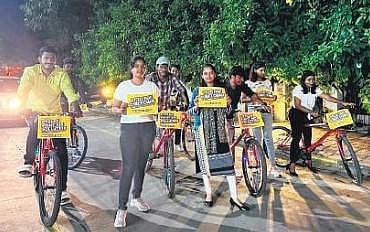Light-up bicycle campaign organised by Green Pencil Foundation