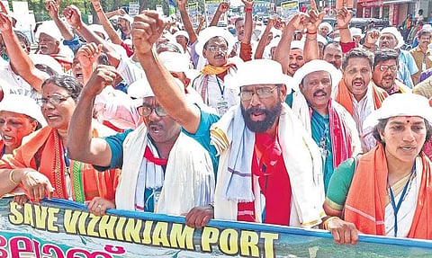 Local residents from Vizhinjam take out a Long March from Mulloor to Secretariat in Thiruvananthapuram demanding the state government’s intervention to expedite the port work | BP Deepu