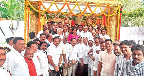 People’s representatives take part in Vanasamaradhana of their respective caste groups on the last Sunday of Karthika Masam in Godavari districts. (Photo I Express)