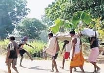 A video grab of villagers dancing during Mangri’s funeral procession  | Express