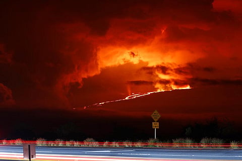 Mauna Loa, the world's largest active volcano erupted on Nov. 28, 2022, near Hilo, Hawaii, for the first time in 38 years. (Photo | AP)
