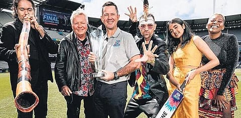 Janaki with the team members of Australian band Icehouse