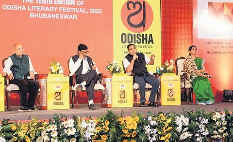 (From Left) Adhyapak Biswaranjan, Gourahari Das, Chandrasekhar Hota and Sanghamitra Bhanja at their session