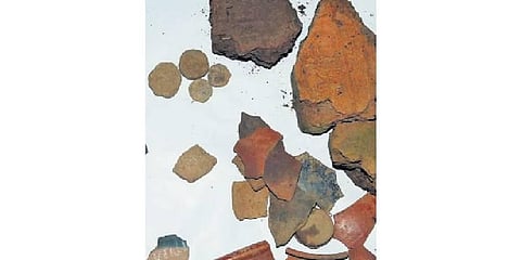 ​  The potsherds have Tamil inscriptions  ​