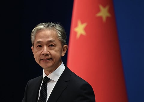 Chinese Foreign Ministry spokesman Wang Wenbin at a press conference at the Ministry of Foreign Affairs in Beijing. (File Photo | AFP)
