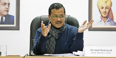 Delhi Chief Minister Arvind Kejriwal chairs a review meeting on COVID-19, in New Delhi , Dec. 22, 2022. (Photo | ANI )
