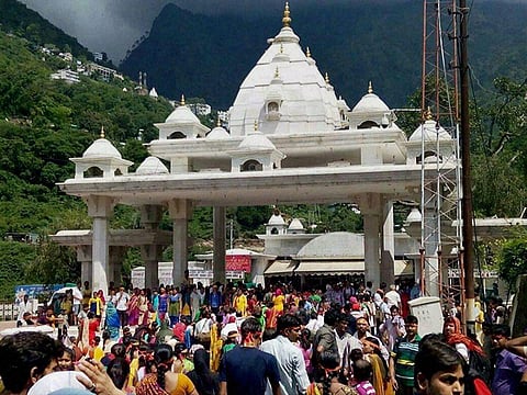 Mata Vaishno Devi Shrine atop Trikuta hills in the Reasi district. (File Photo | EPS)