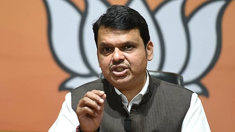 Maharashtra CM Devendra Fadnavis addresses a press conference. 