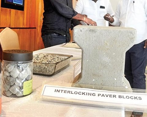 Building materials made of fly ash on display at NTPC’s customers’ meet in Visakhapatnam | G satyanarayana