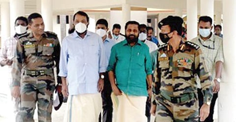 General Education Minister V Sivankutty visiting the Sainik School, Kazhakoottam