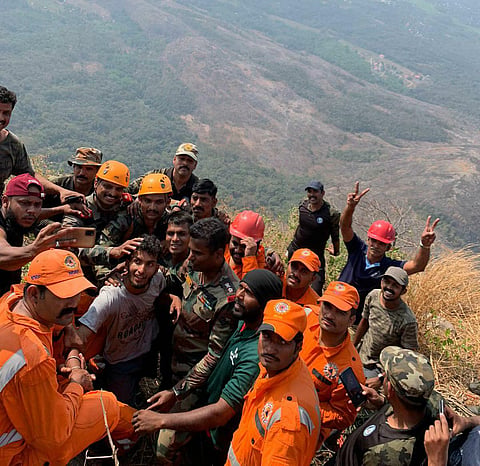 The youth, R Babu, who was rescued from a cleft in the hills on February 9. (Photo | EPS)
