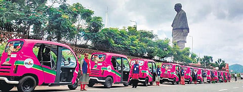 These e-autorickshaws are driven by tribal women from nearby villages. (Photo | EPS)