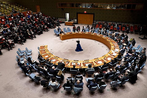 Sergiy Kyslytsya, Ukrainian Ambassador to the United Nations, addresses the U.N. Security Council meeting on the Russian invasion of Ukraine, Friday Feb. 25, 2022 at U.N. headquarters. (Photo | AP)