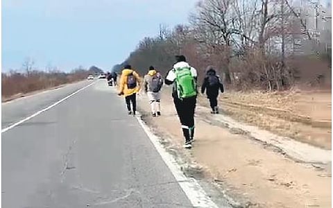 Left midway on road, Indian students walk towards Poland for evacuation