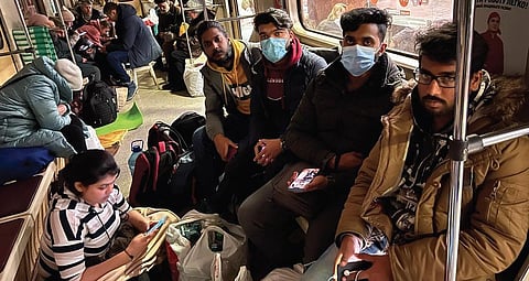 Malayali students inside a metro train (Picture taken by Aswin Prasad, a student)