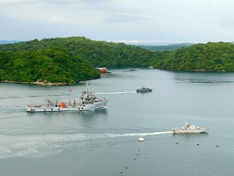 Indian Naval ship 'Nireekshak'. ( Photo | Twitter,@IndiainSL)
