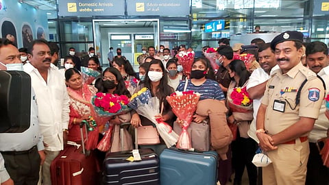 Indian students returning from war-hit Ukraine (Photo | ENS)