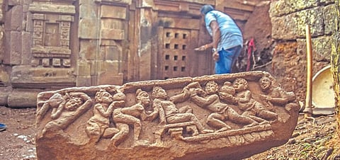 Panel which was excavated from Sari Deula complex by ASI | Biswanath Swain