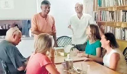 Russian and Ukrainian tourists at a guest house in Tiruvannamalai | EXPRESS