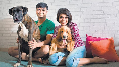 Sundeep and Swagatha with their pets
