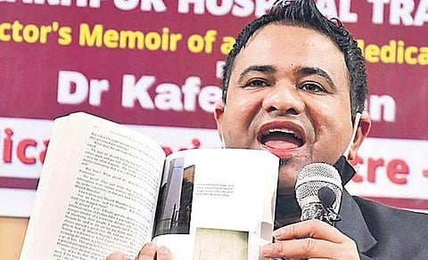 Dr Kafeel Khan releasing his book on the Gorakhpur hospital tragedy in Bengaluru recently. | Shriram BN