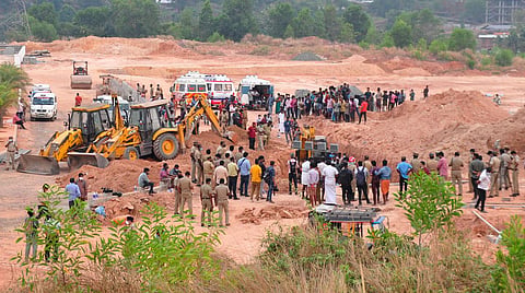 Rescue operations going on at the construction site at Kalamassery