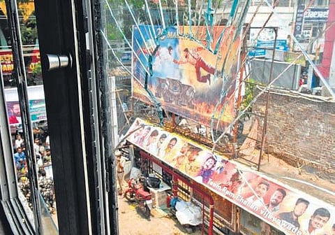 A damaged  window of Annapurna theatre in Vijayawada | Prasant Madugula